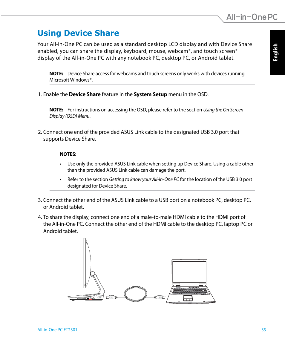 Using device share | Asus ET2301IUTH User Manual | Page 35 / 66