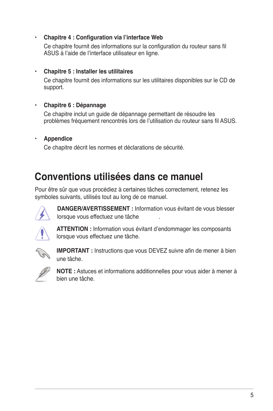 Conventions utilisées dans ce manuel | Asus RT-G32 User Manual | Page 137 / 743