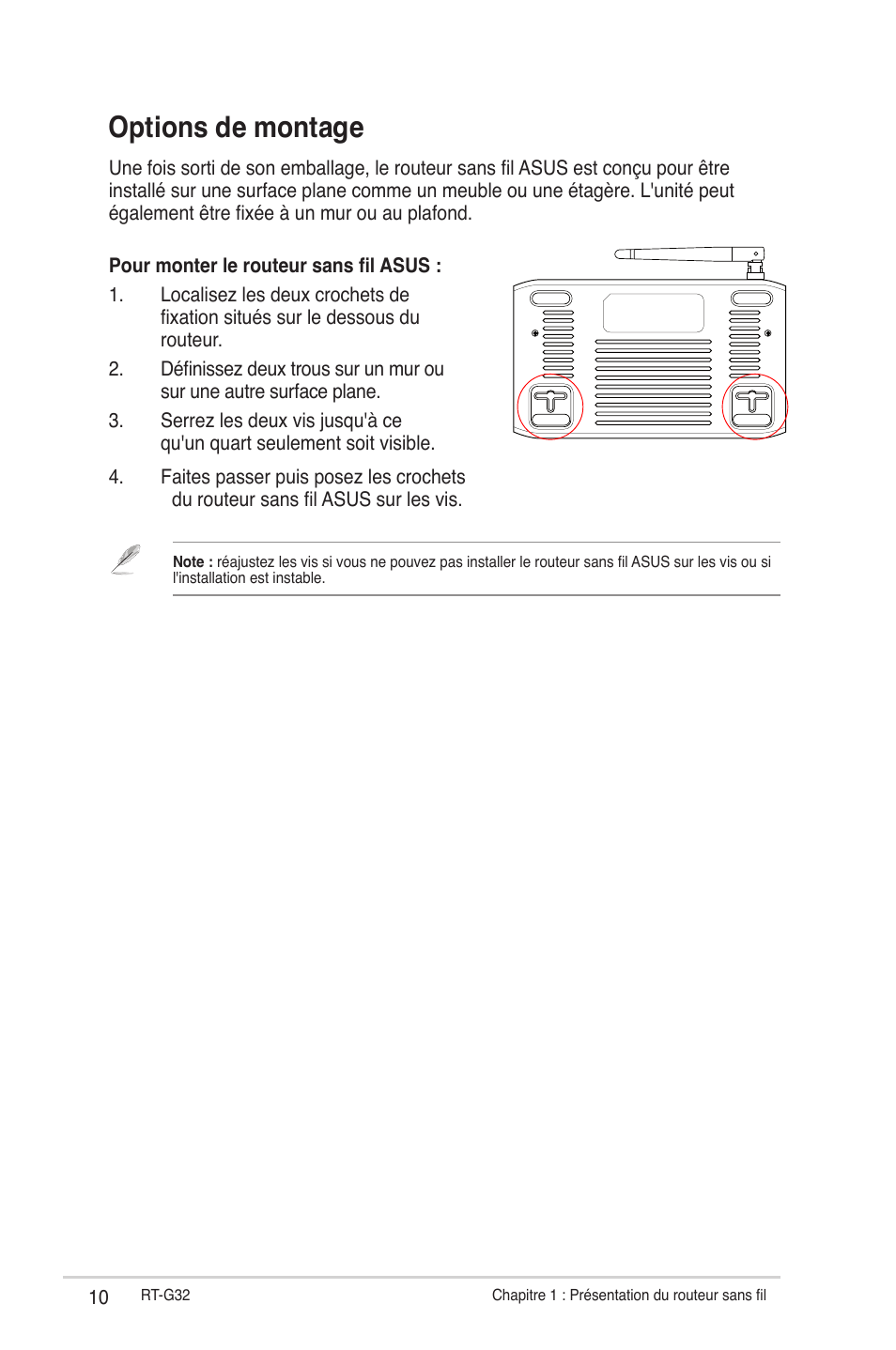 Options de montage | Asus RT-G32 User Manual | Page 142 / 743