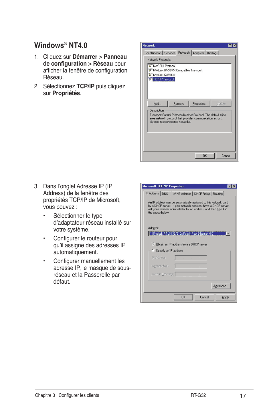 Windows, Nt4.0 | Asus RT-G32 User Manual | Page 149 / 743