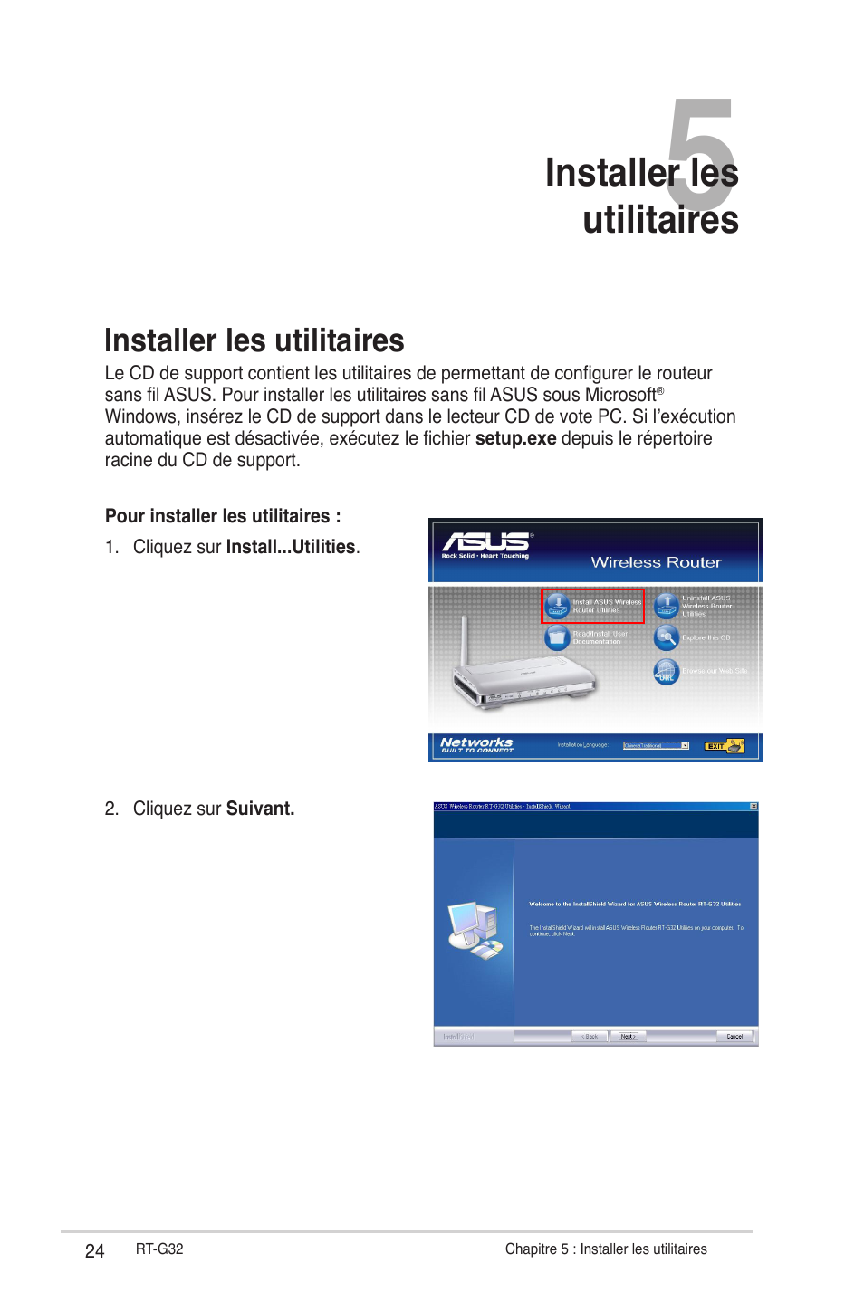 Installer les utilitaires | Asus RT-G32 User Manual | Page 156 / 743