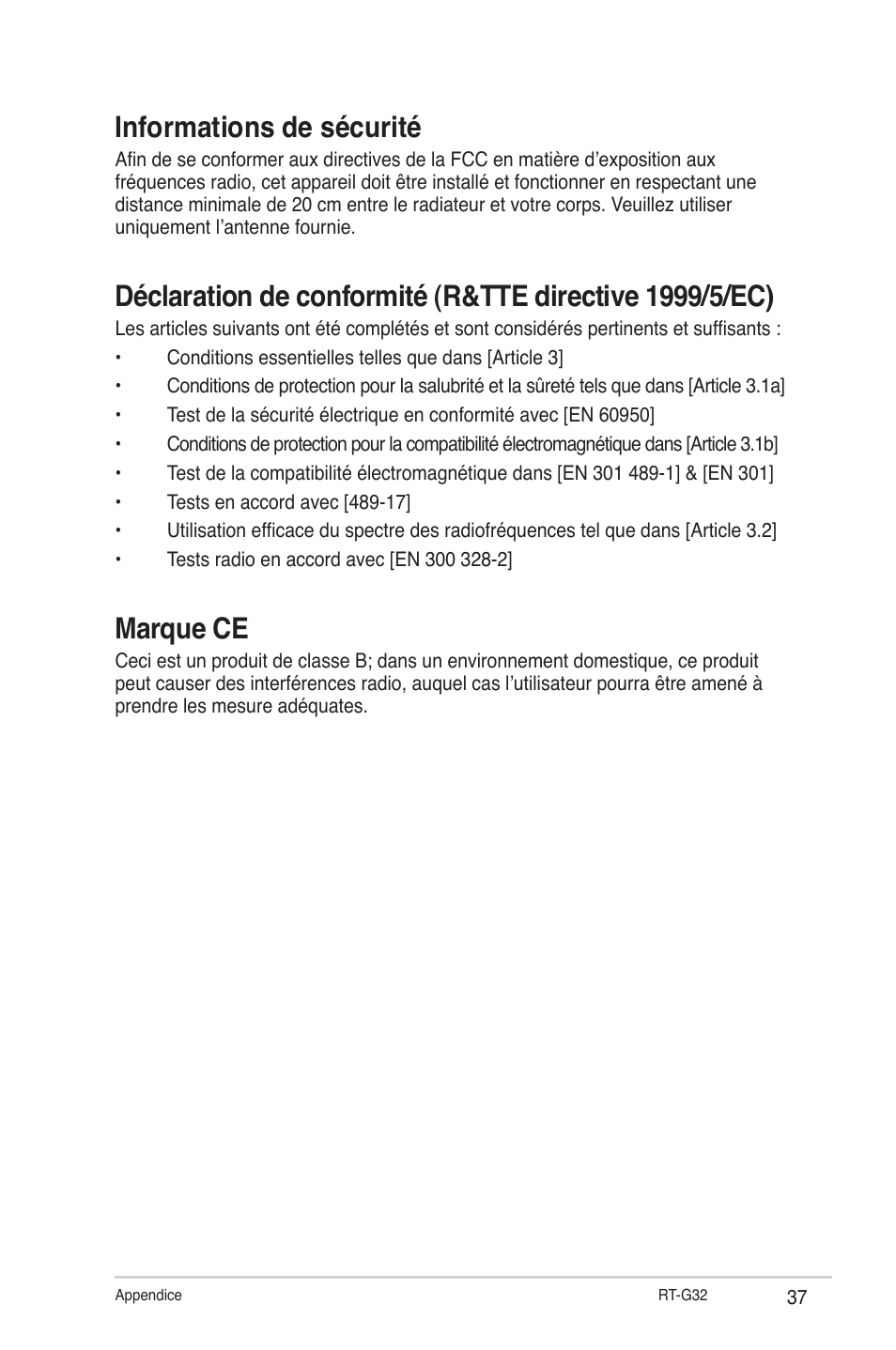 Informations de sécurité, Marque ce | Asus RT-G32 User Manual | Page 169 / 743