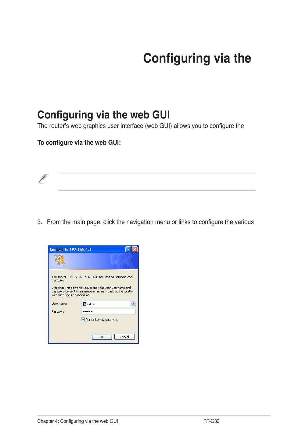Configuring via the web gui, Configuring via the web ui | Asus RT-G32 User Manual | Page 21 / 743