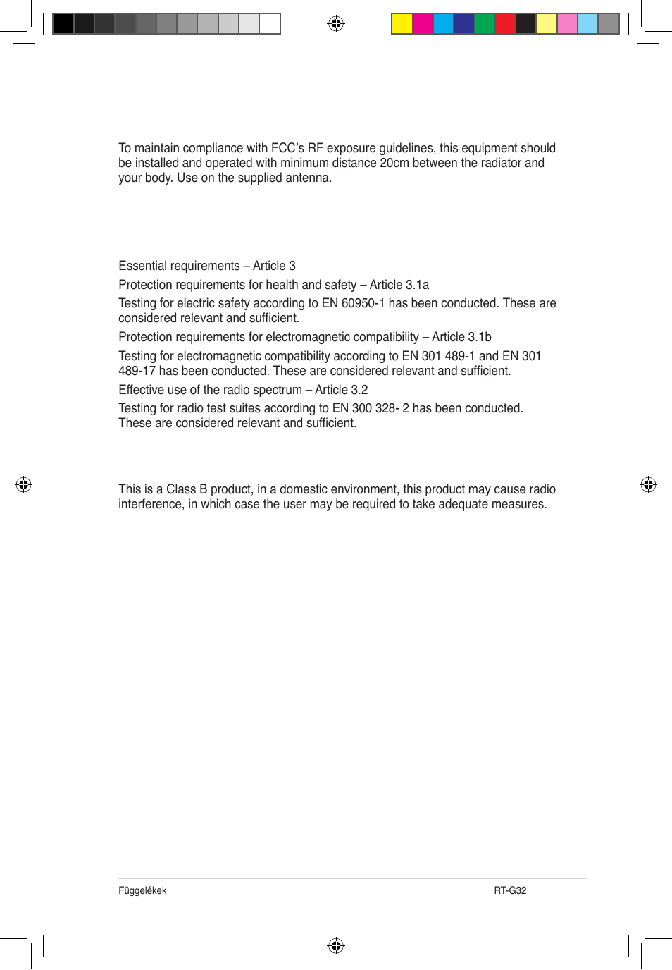 Safety information, Ce mark warning | Asus RT-G32 User Manual | Page 301 / 743