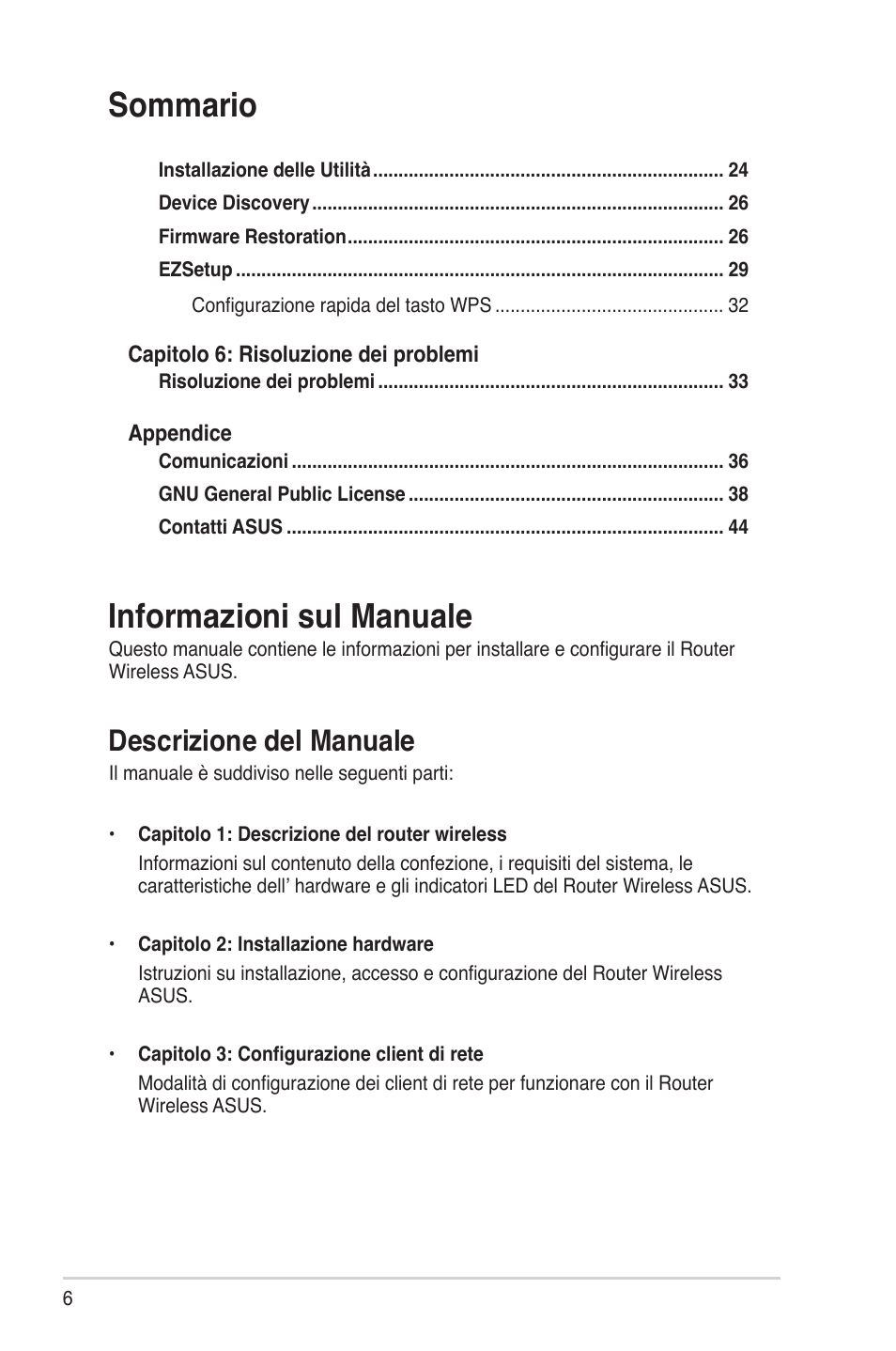 Sommario informazioni sul manuale, Descrizione del manuale | Asus RT-G32 User Manual | Page 314 / 743
