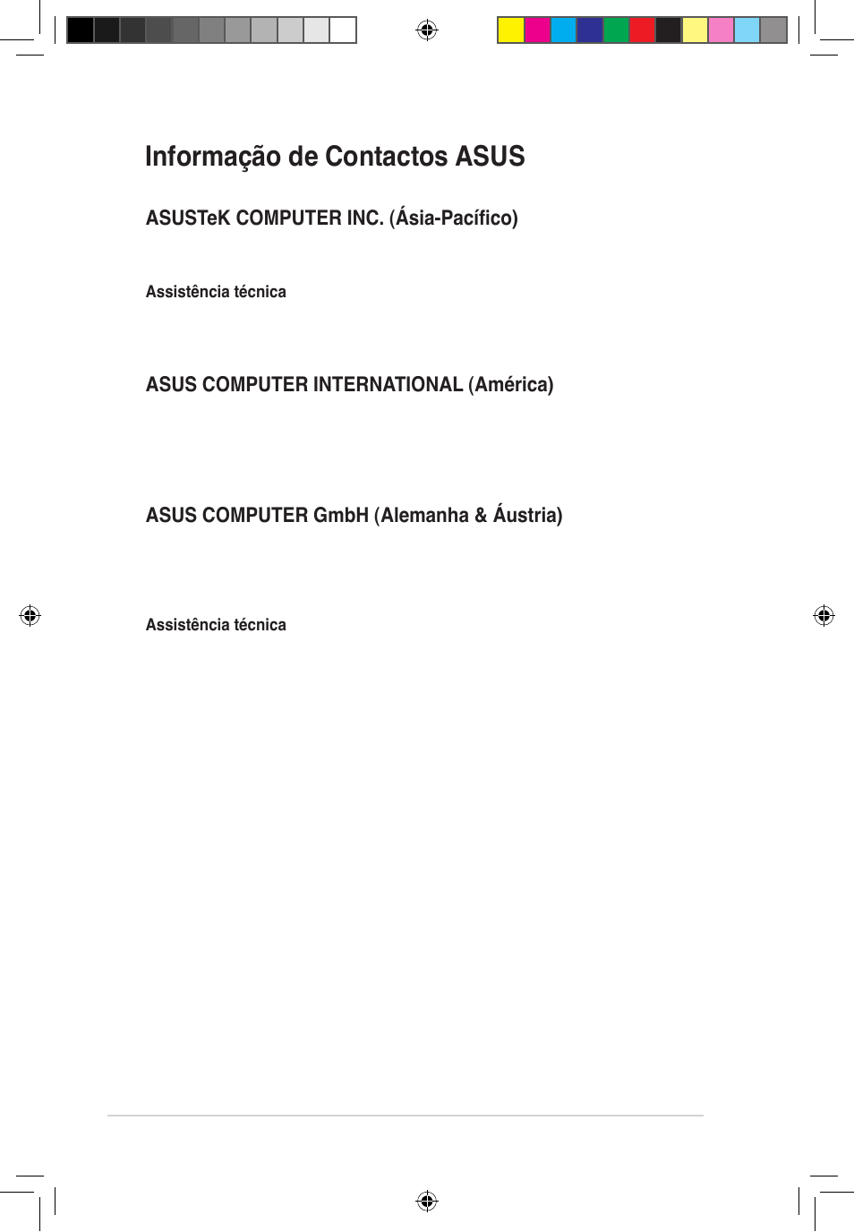 Informação de contactos asus, Asustek computer inc. (ásia-pacífico), Asus computer international (américa) | Asus computer gmbh (alemanha & áustria) | Asus RT-G32 User Manual | Page 442 / 743