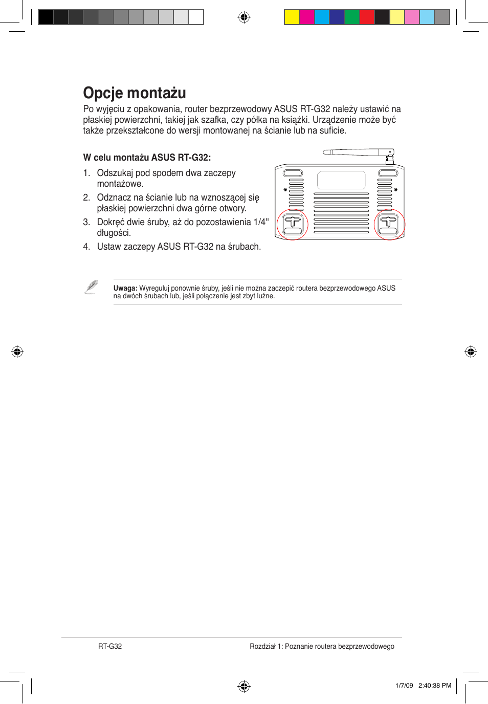 Opcje montażu | Asus RT-G32 User Manual | Page 452 / 743