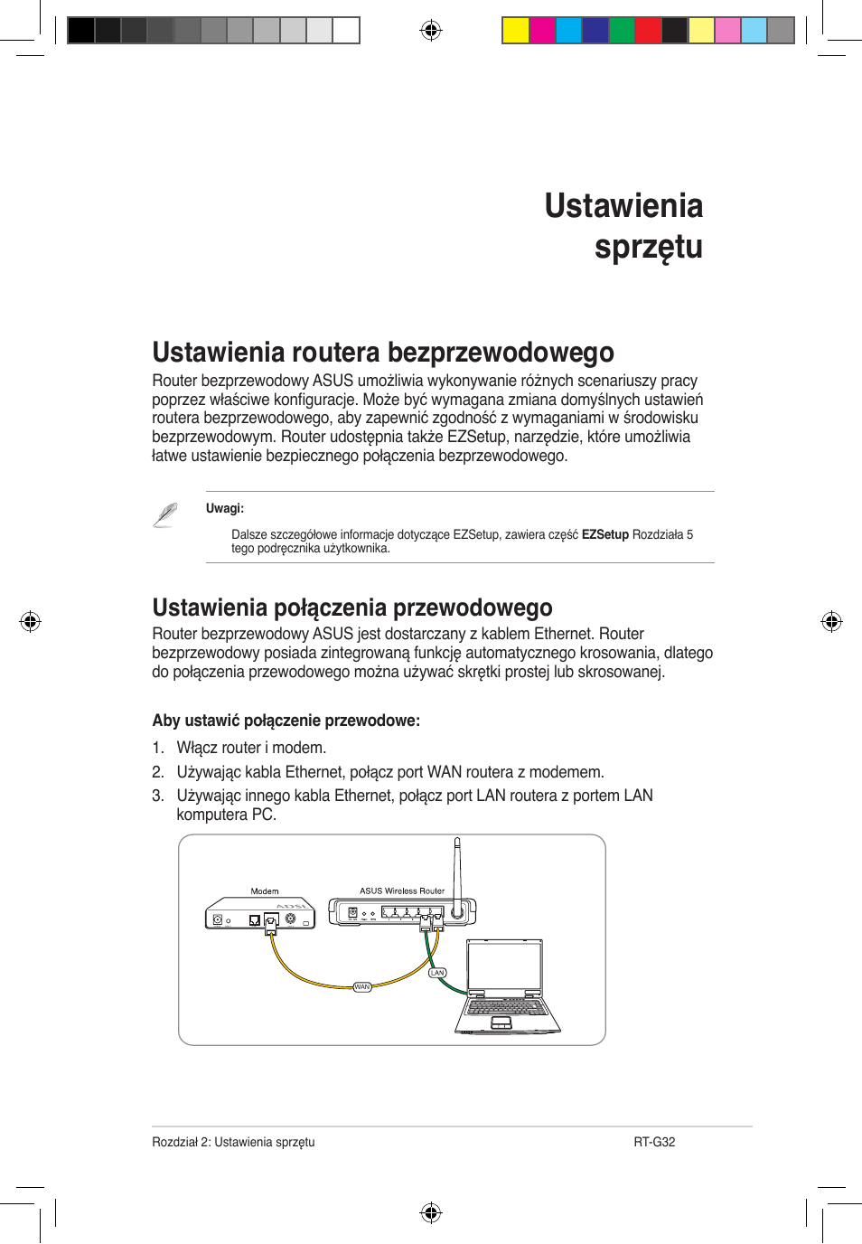 Ustawienia sprzętu, Ustawienia routera bezprzewodowego, Ustawienia połączenia przewodowego | Asus RT-G32 User Manual | Page 453 / 743