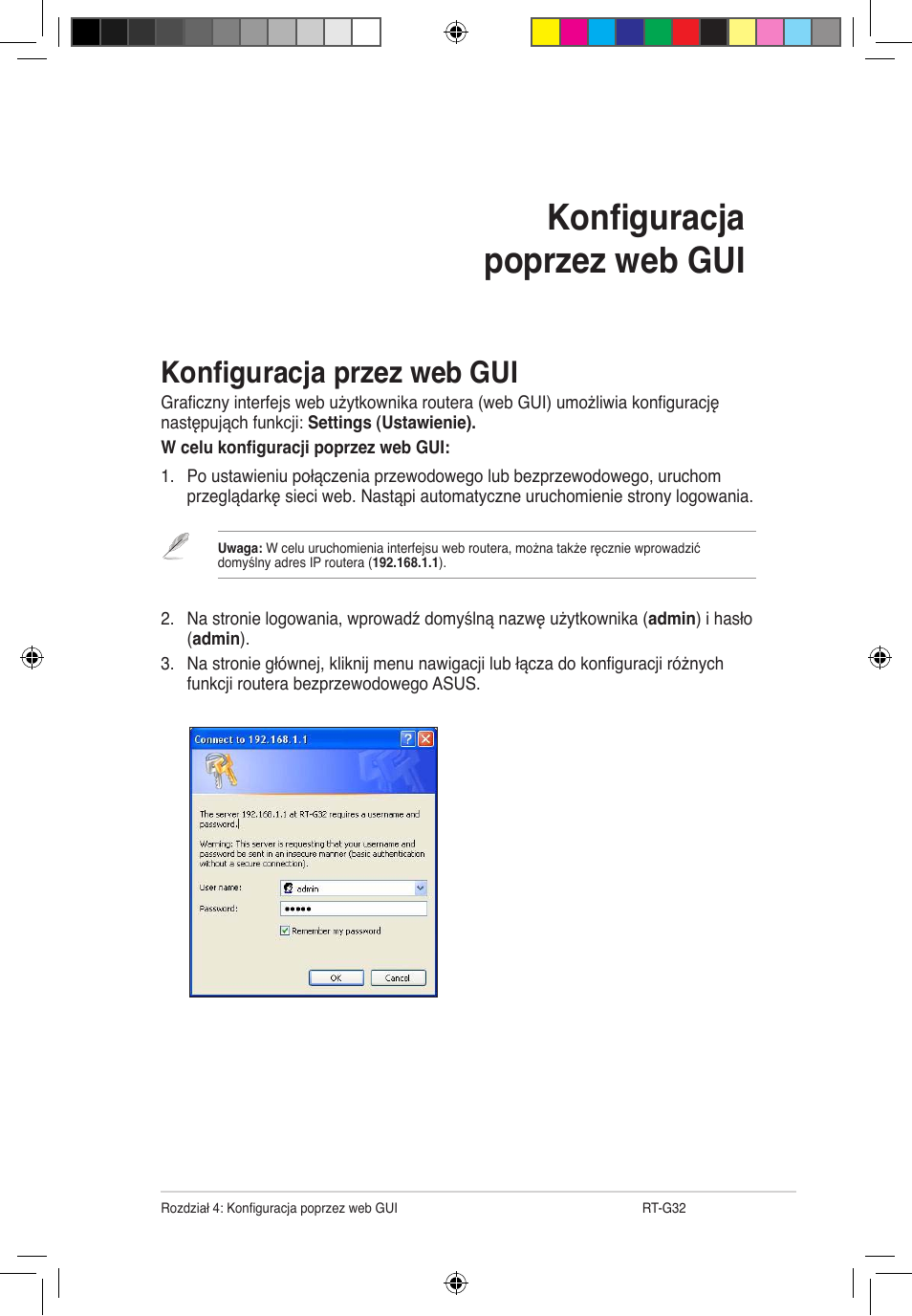 Konfiguracja poprzez web gui, Konfiguracja przez web gui | Asus RT-G32 User Manual | Page 463 / 743