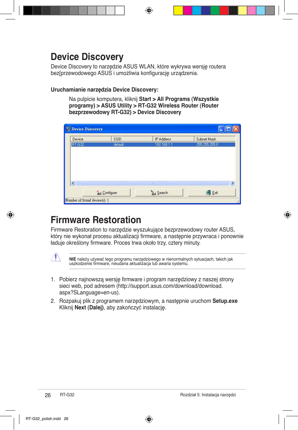 Device discovery, Firmware restoration | Asus RT-G32 User Manual | Page 468 / 743