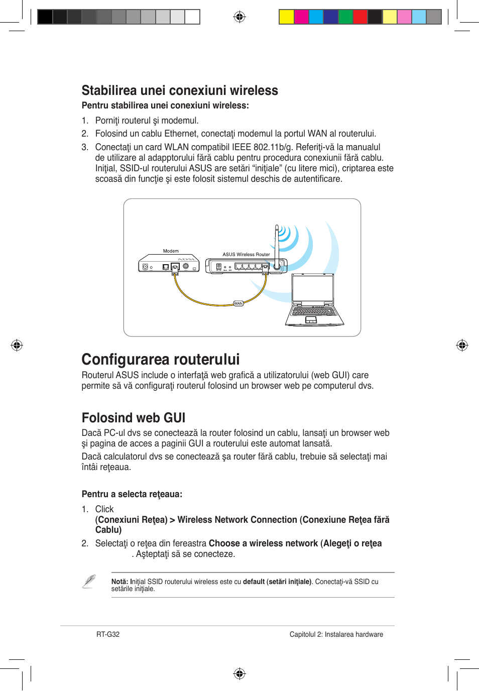 Configurarea routerului, Stabilirea unei conexiuni wireless, Folosind web gui | Asus RT-G32 User Manual | Page 542 / 743