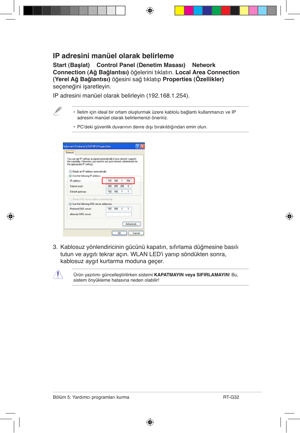 Ip adresini manüel olarak belirleme | Asus RT-G32 User Manual | Page 689 / 743