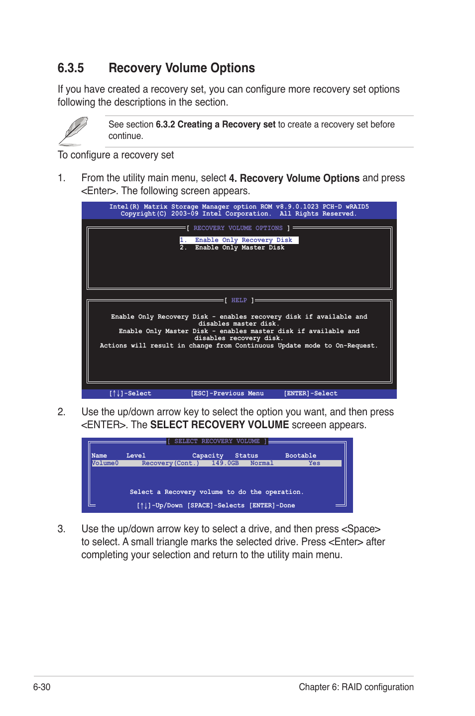 5 recovery volume options, Recovery volume options -30 | Asus TS300-E6/PS4 User Manual | Page 138 / 168