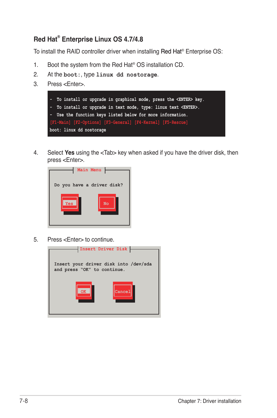 Red hat, Enterprise linux os 4.7/4.8 | Asus TS300-E6/PS4 User Manual | Page 150 / 168