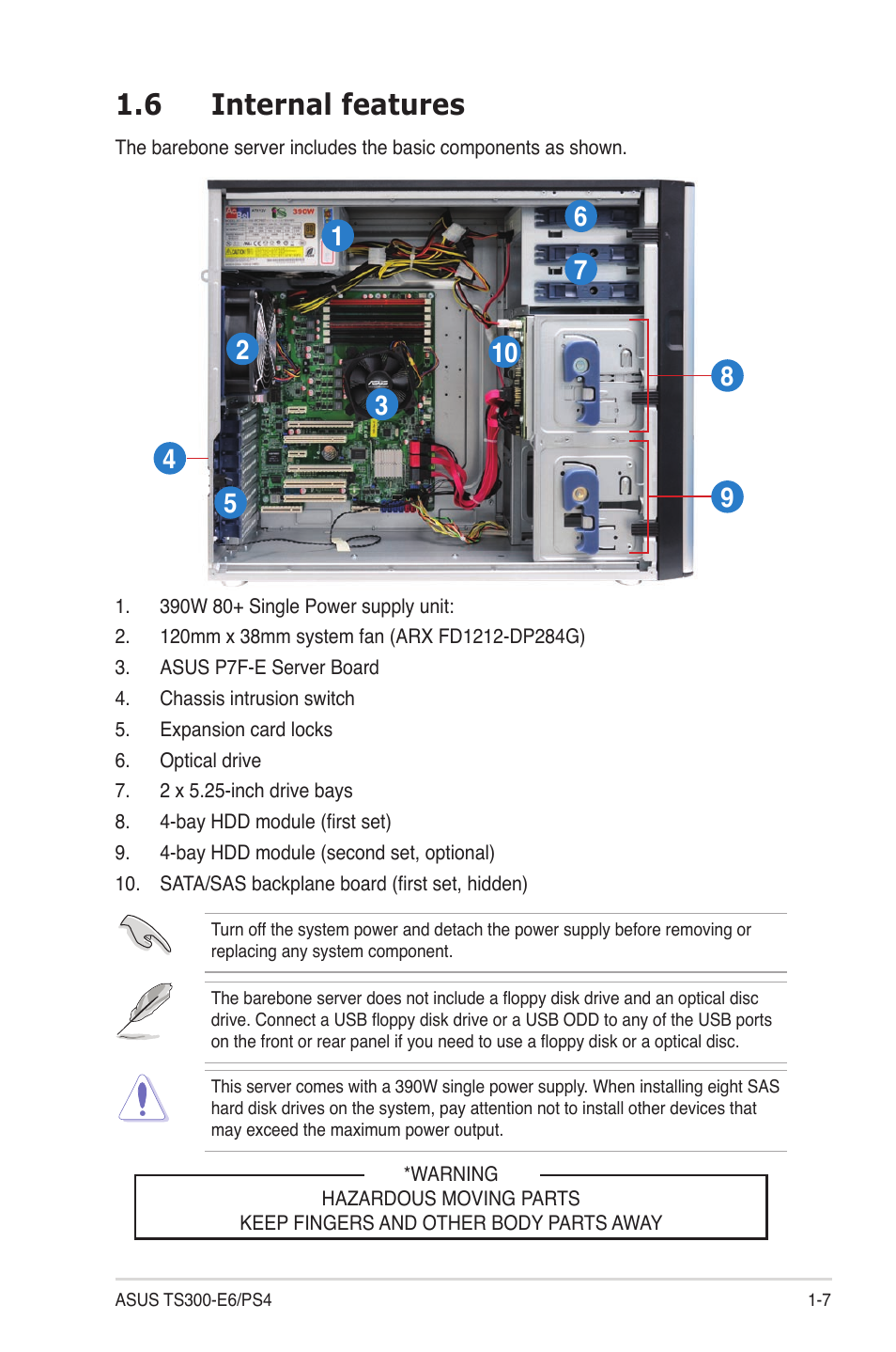 6 internal features, Internal features -7 | Asus TS300-E6/PS4 User Manual | Page 17 / 168