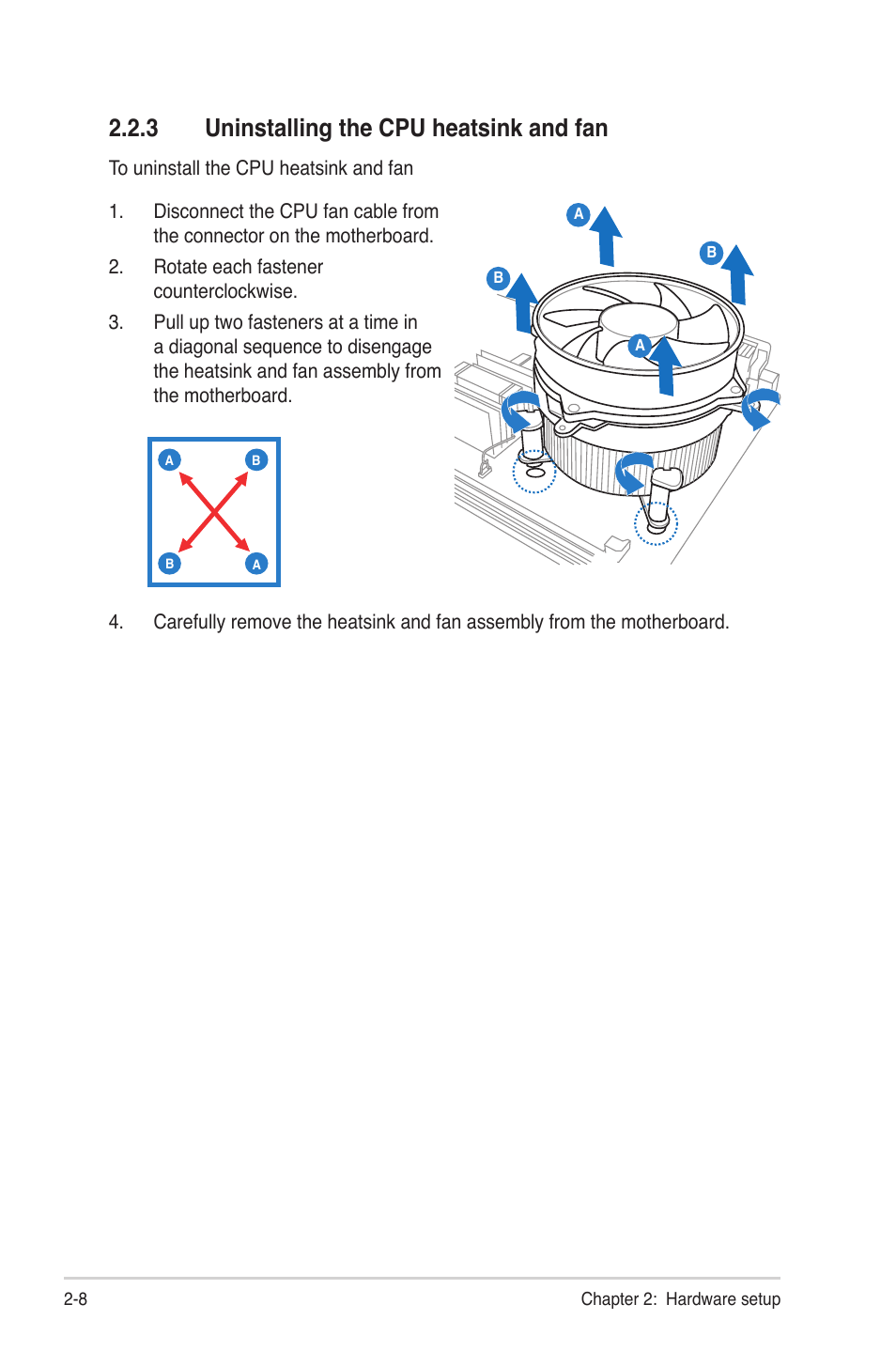 3 uninstalling the cpu heatsink and fan, Uninstalling the cpu heatsink and fan -8 | Asus TS300-E6/PS4 User Manual | Page 28 / 168