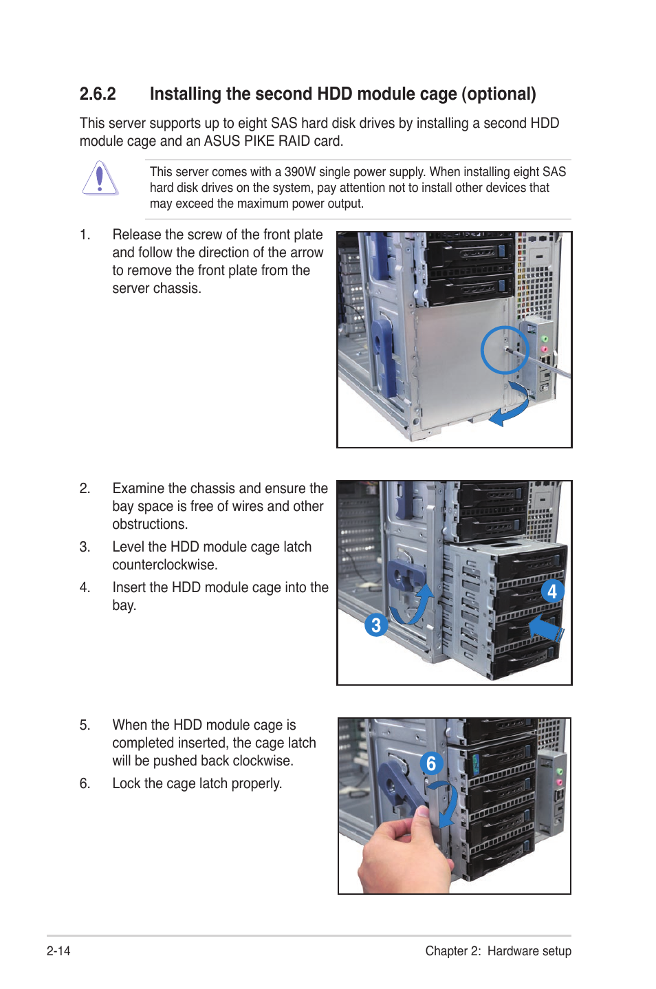 2 installing the second hdd module cage (optional) | Asus TS300-E6/PS4 User Manual | Page 34 / 168