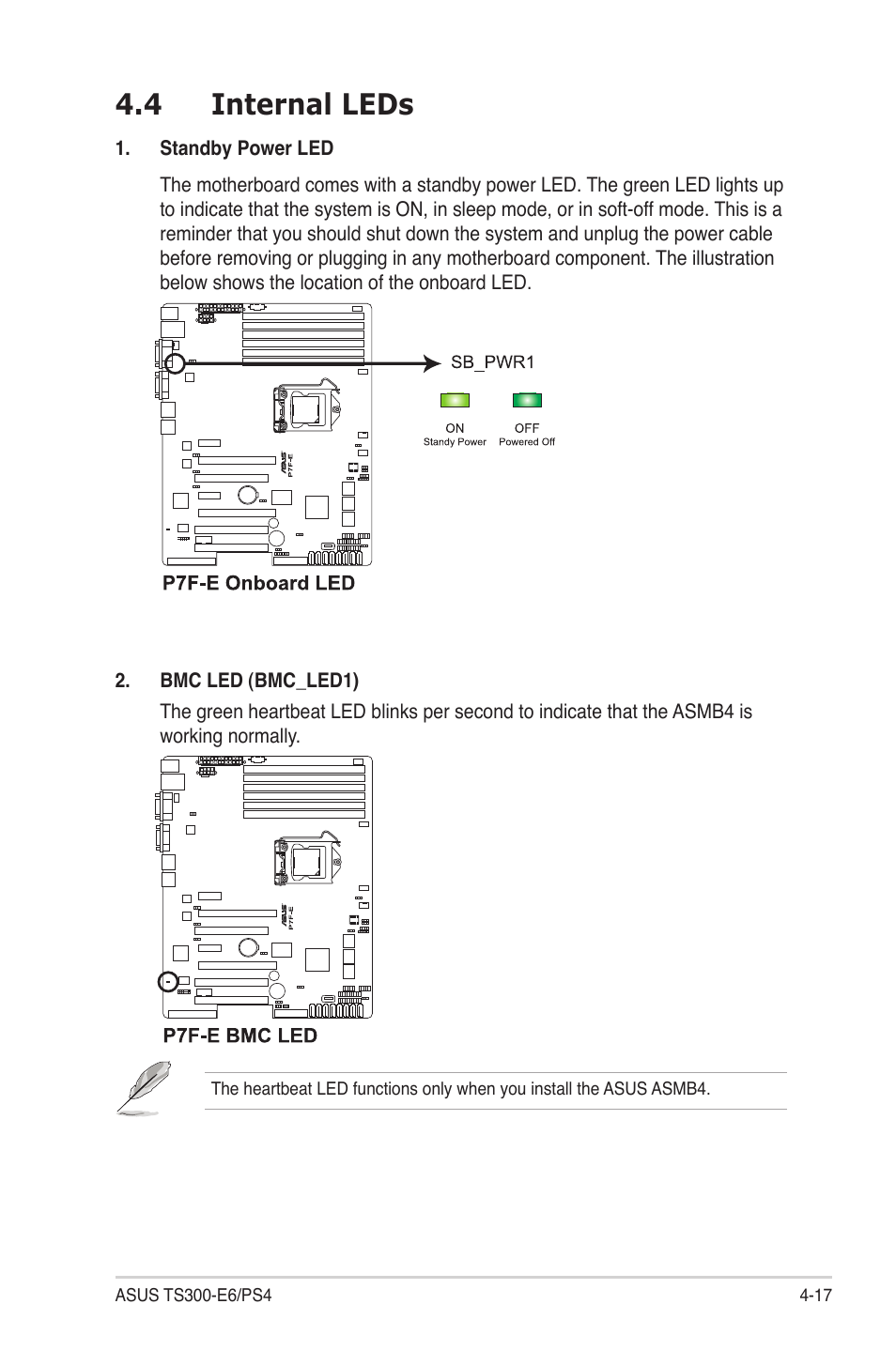 4 internal leds, Internal leds -17 | Asus TS300-E6/PS4 User Manual | Page 71 / 168