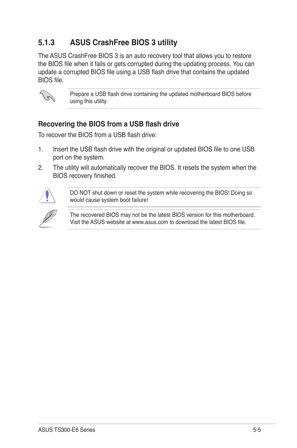 3 asus crashfree bios 3 utility, Asus crashfree bios 3 utility -5 | Asus TS300-E6/PS4 User Manual | Page 77 / 168