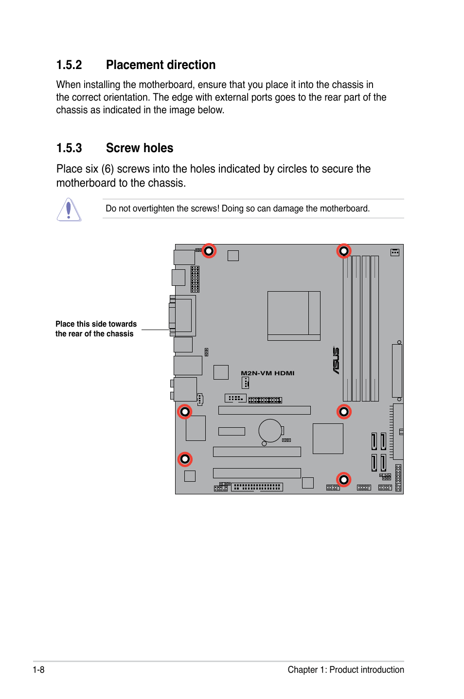 2 placement direction, 3 screw holes | Asus M2N-VM HDMI User Manual | Page 20 / 98