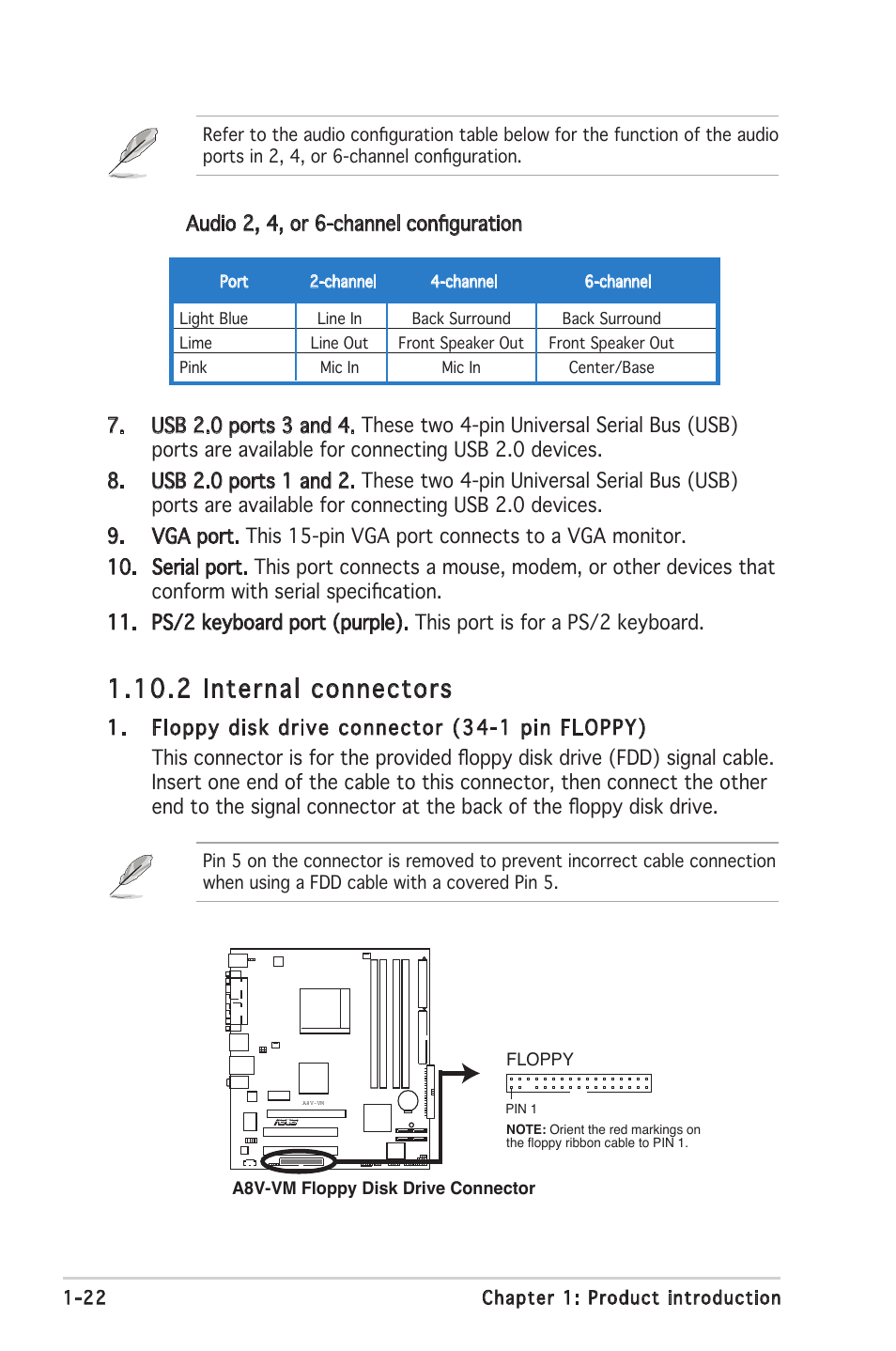  internal connectors | Asus A8V-VM User Manual | Page 34 / 84