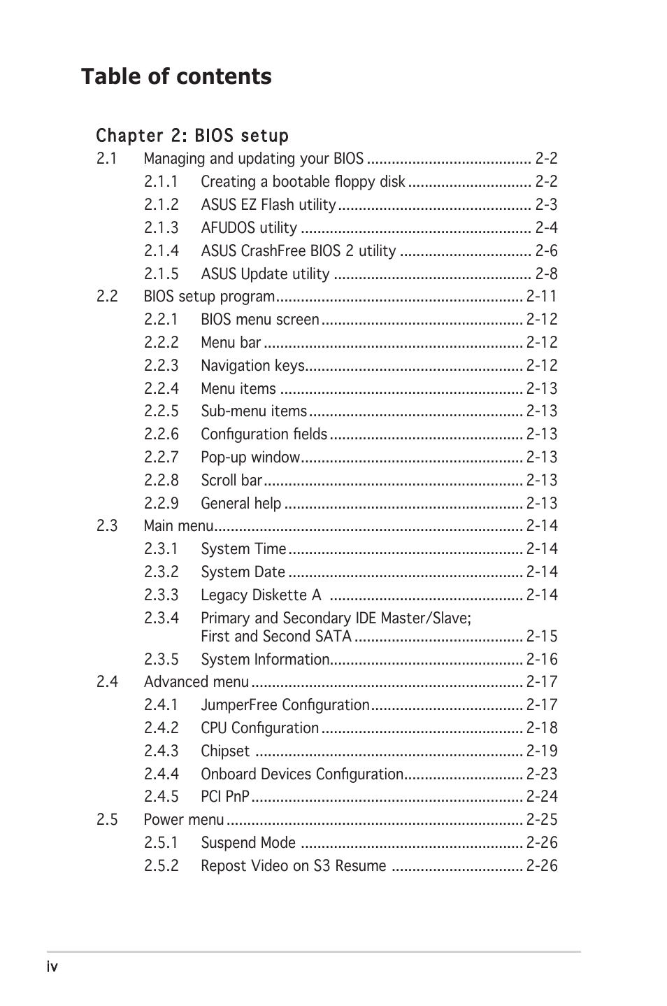 Asus A8V-VM User Manual | Page 4 / 84