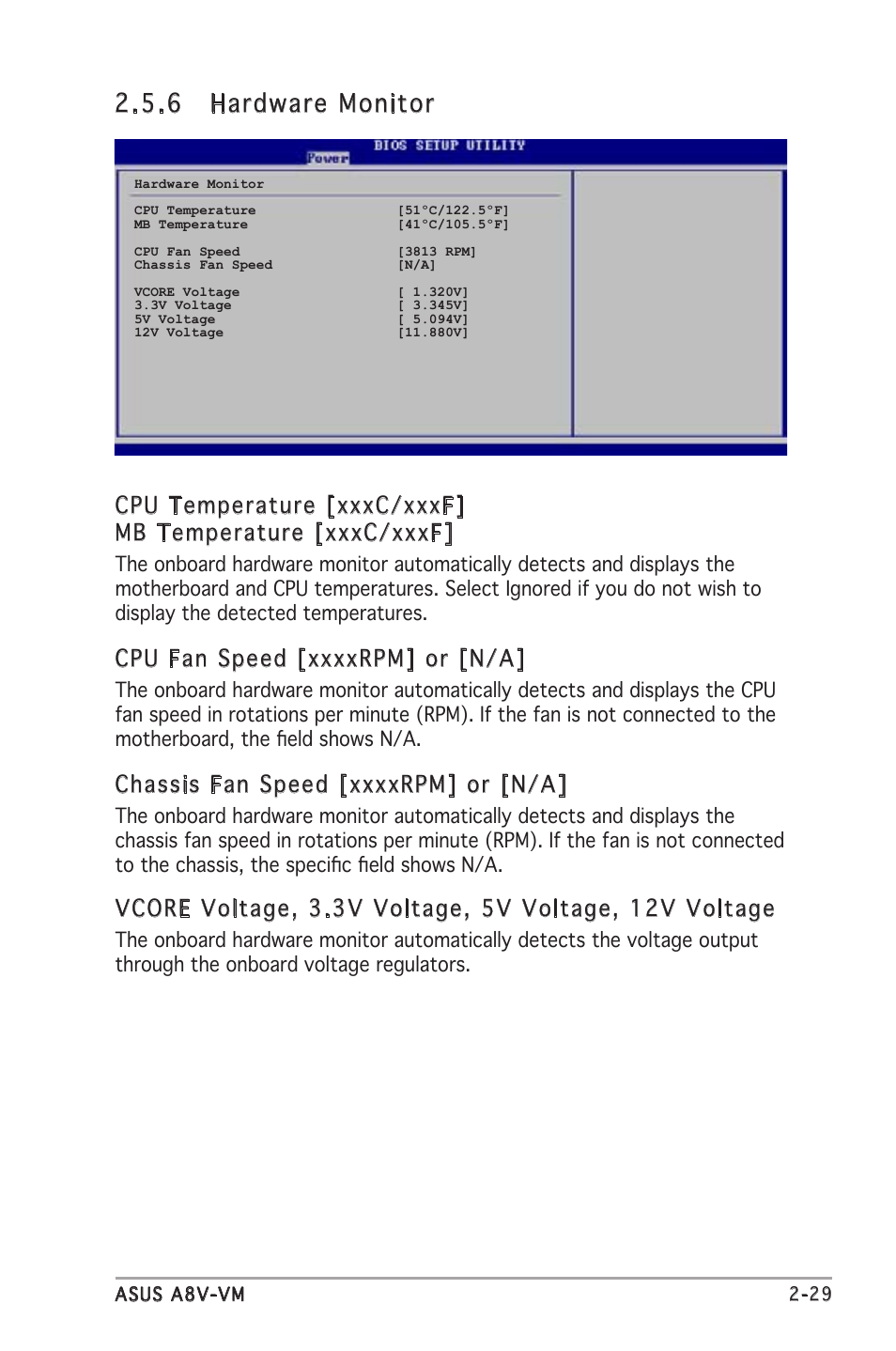 6 hardware monitor | Asus A8V-VM User Manual | Page 71 / 84