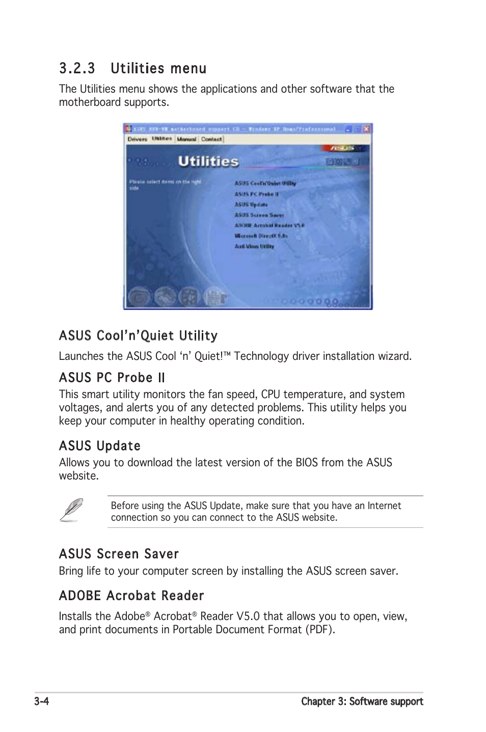 3 utilities menu | Asus A8V-VM User Manual | Page 82 / 84