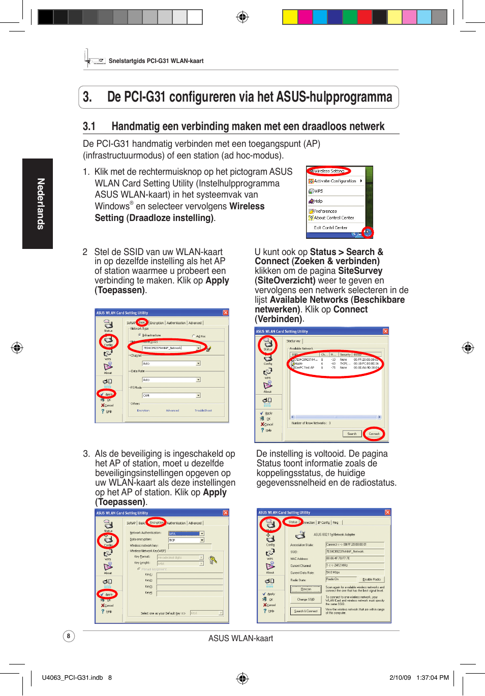 De pci-g31 configureren via het asus-hulpprogramma | Asus PCI-G31 User Manual | Page 12 / 87