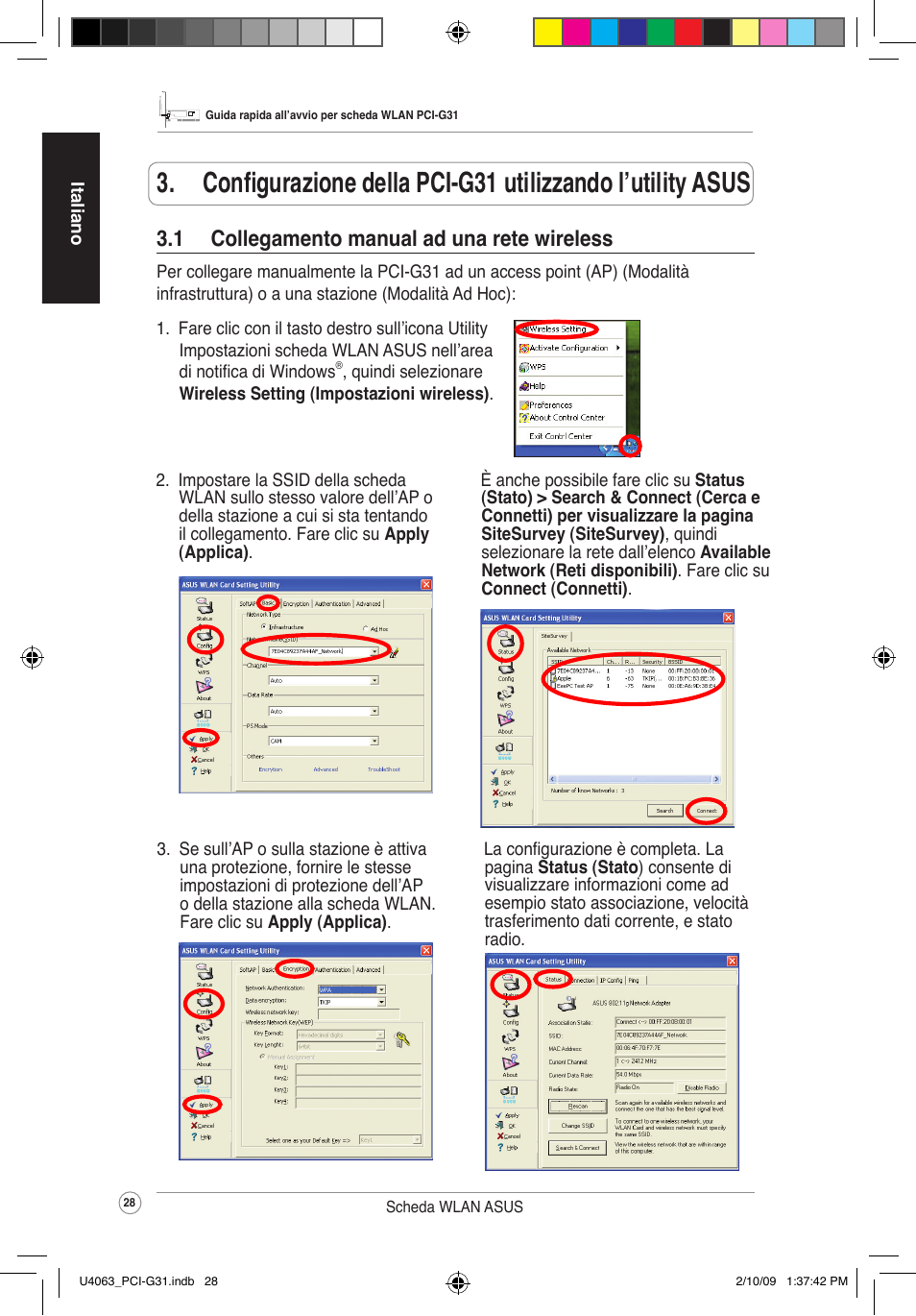 1 collegamentomanualadunaretewireless | Asus PCI-G31 User Manual | Page 32 / 87