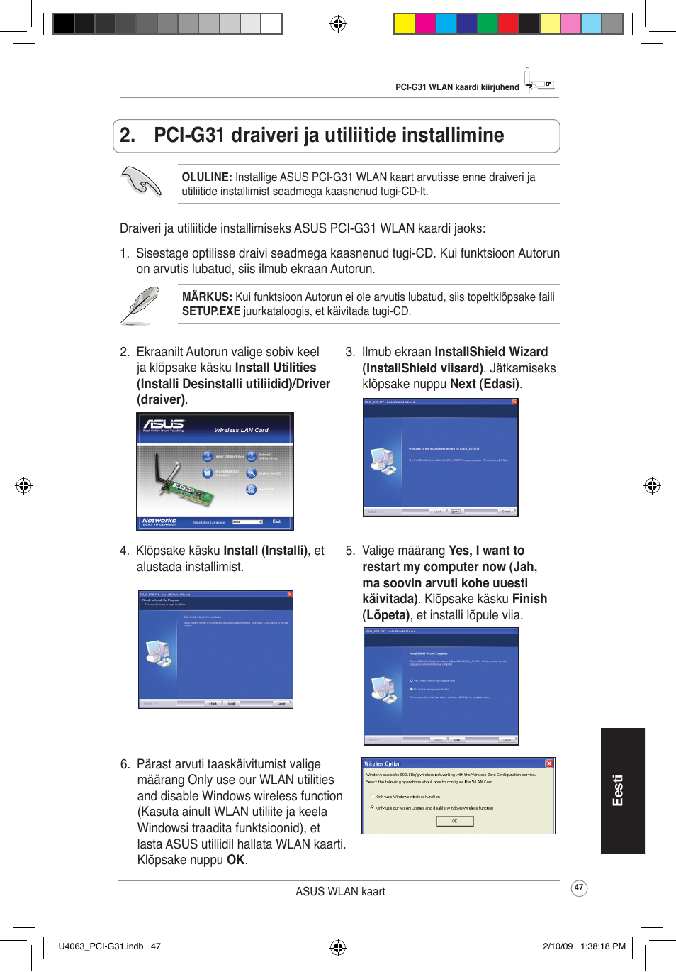  pci-g31draiverijautiliitideinstallimine | Asus PCI-G31 User Manual | Page 51 / 87