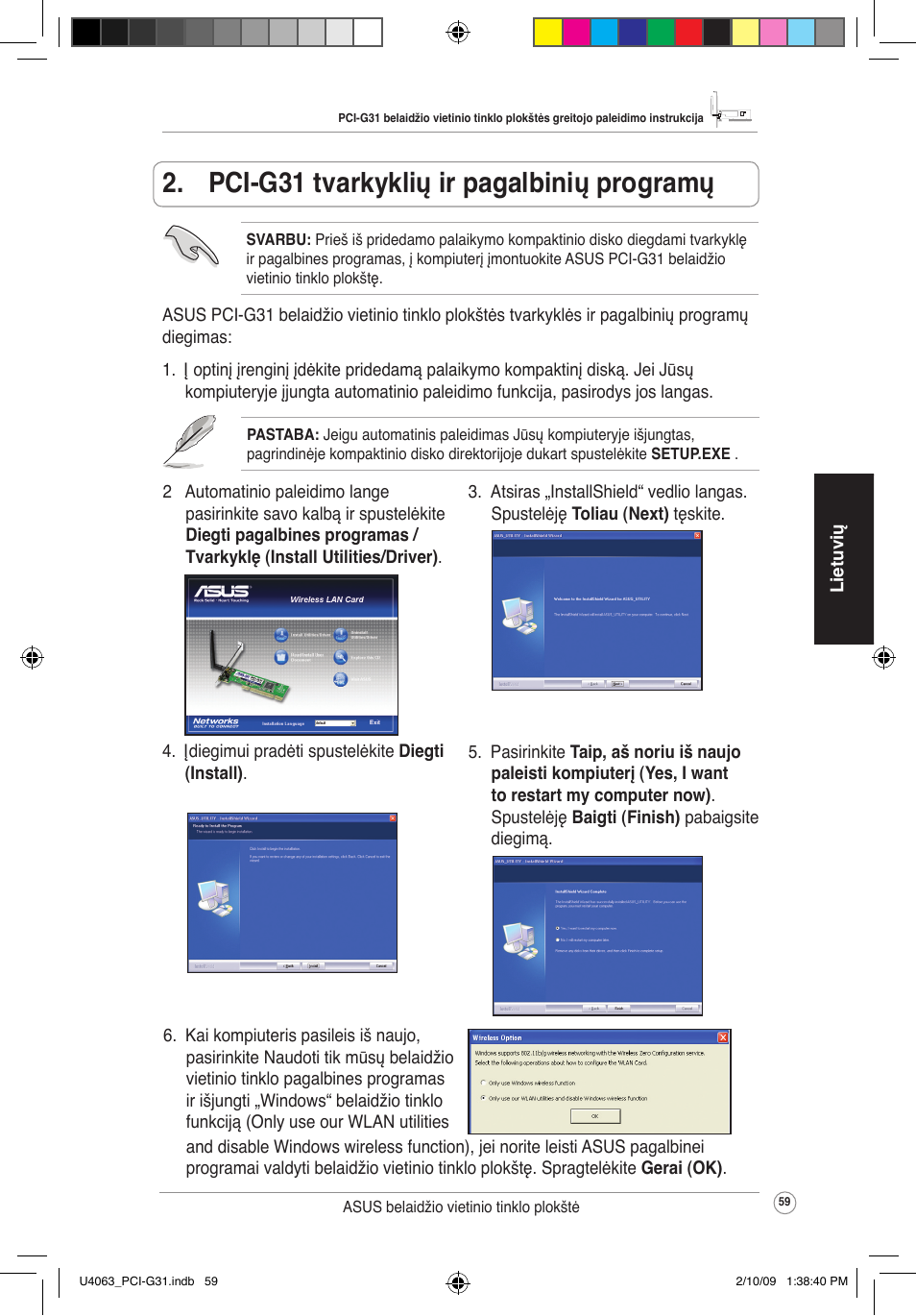 Pci-g31 tvarkyklių ir pagalbinių programų | Asus PCI-G31 User Manual | Page 63 / 87