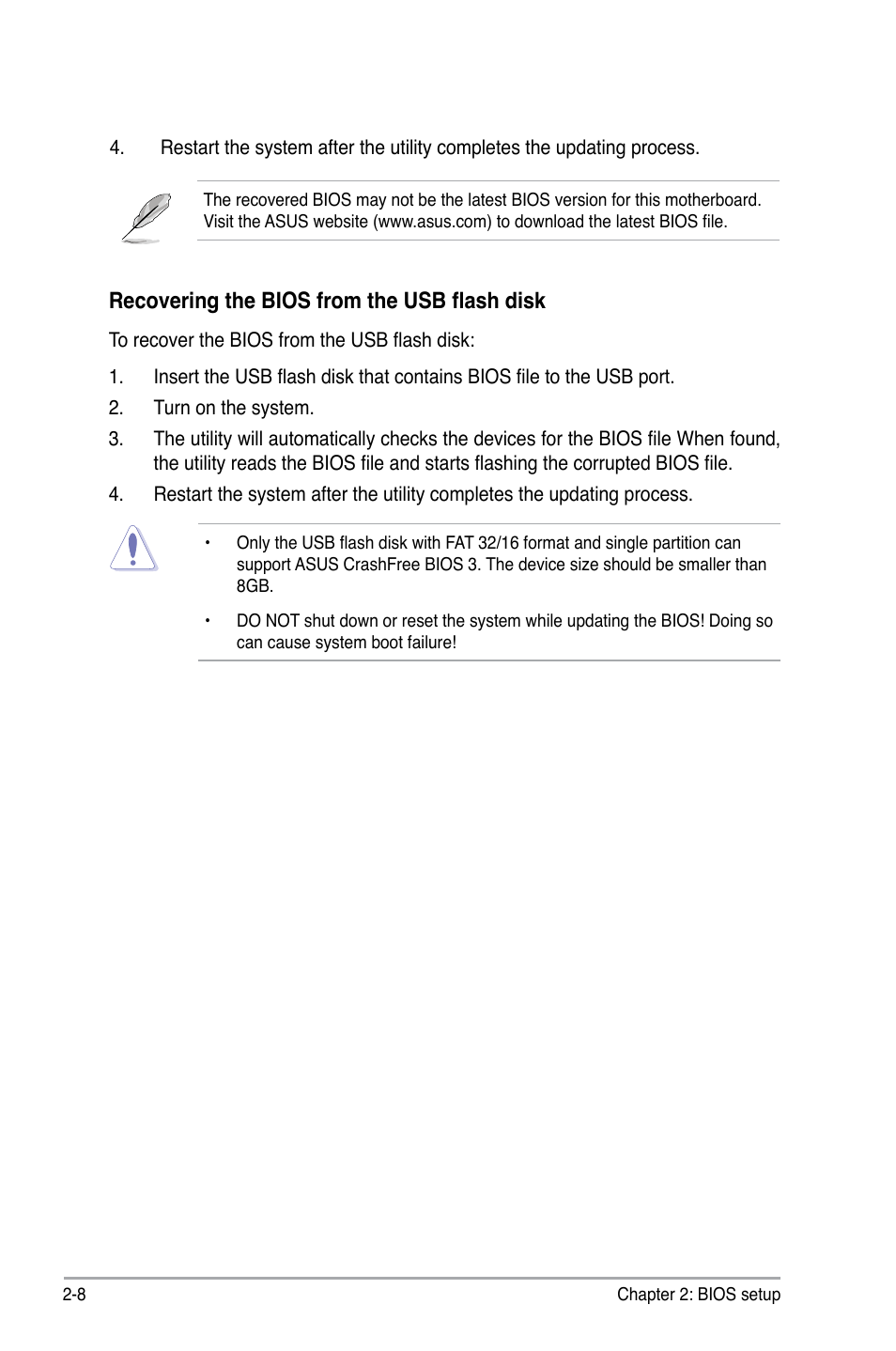 Recovering the bios from the usb flash disk | Asus P5GC-MX/GBL User Manual | Page 54 / 96