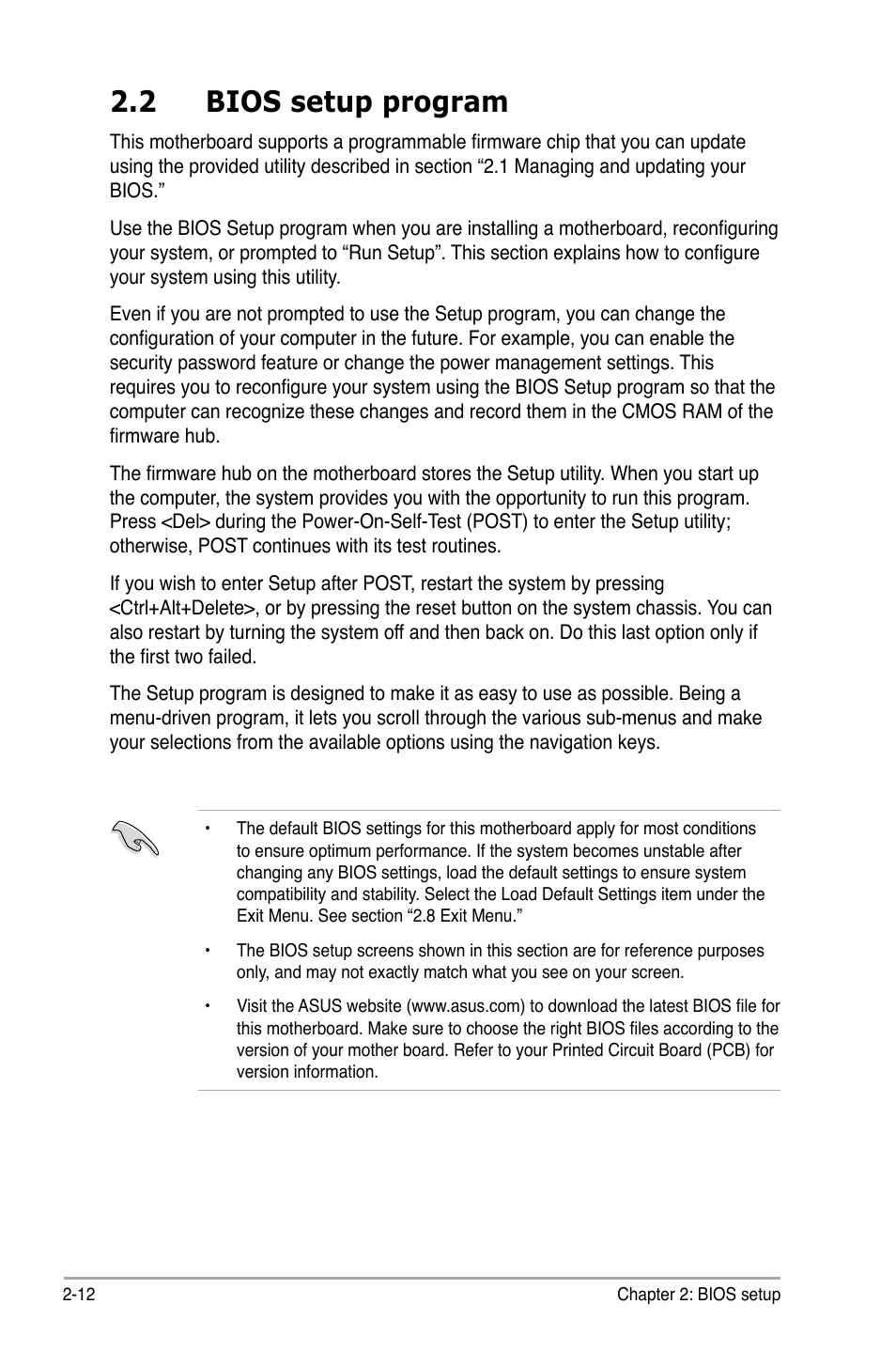 2 bios setup program | Asus P5GC-MX/GBL User Manual | Page 58 / 96