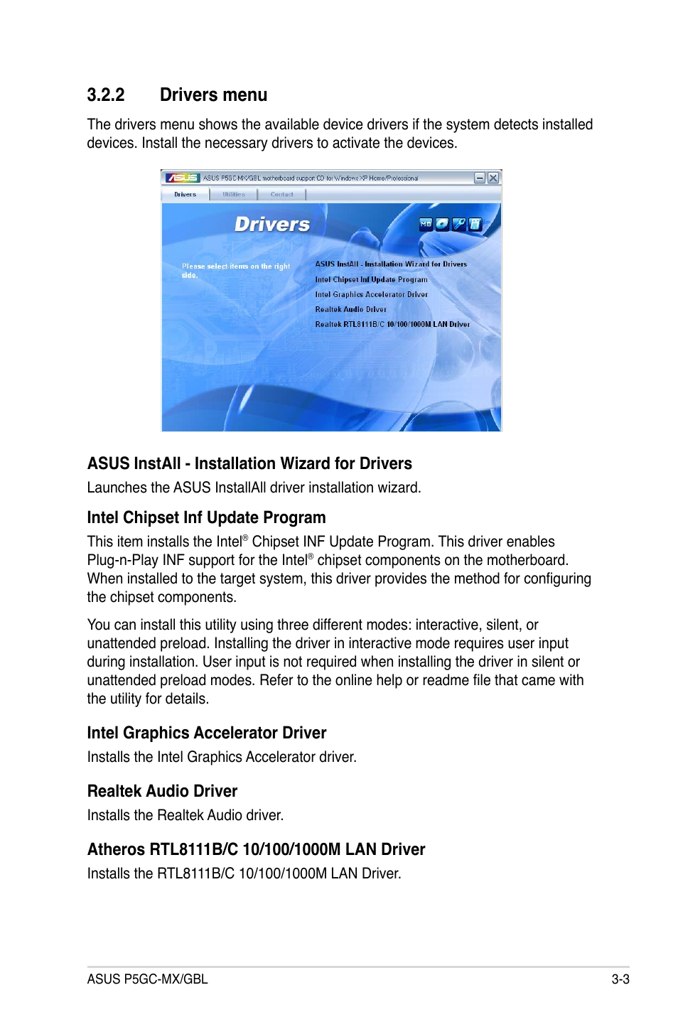 2 drivers menu | Asus P5GC-MX/GBL User Manual | Page 89 / 96