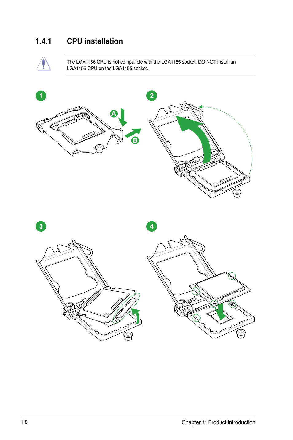 1 cpu installation | Asus H61M-E User Manual | Page 16 / 72