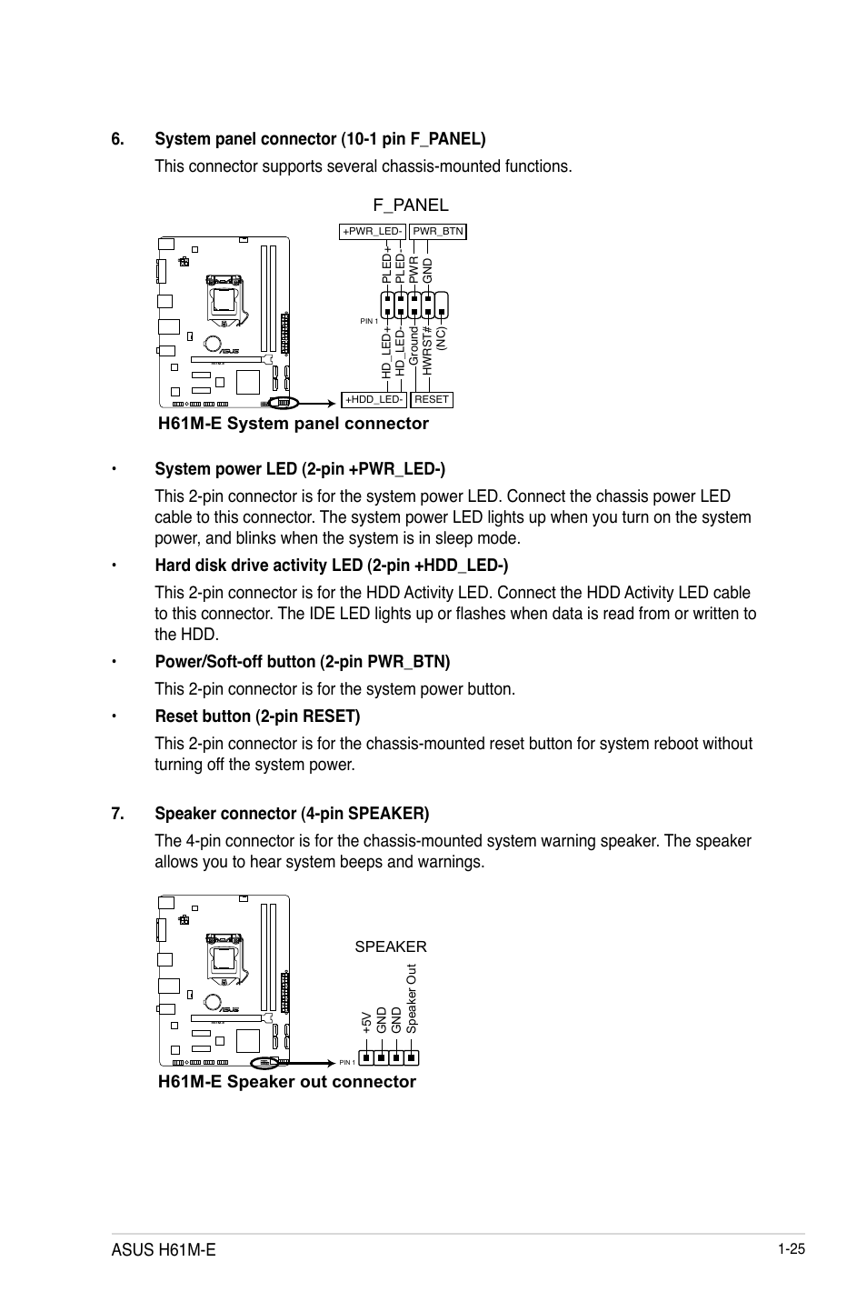 F_panel, Asus h61m-e | Asus H61M-E User Manual | Page 33 / 72