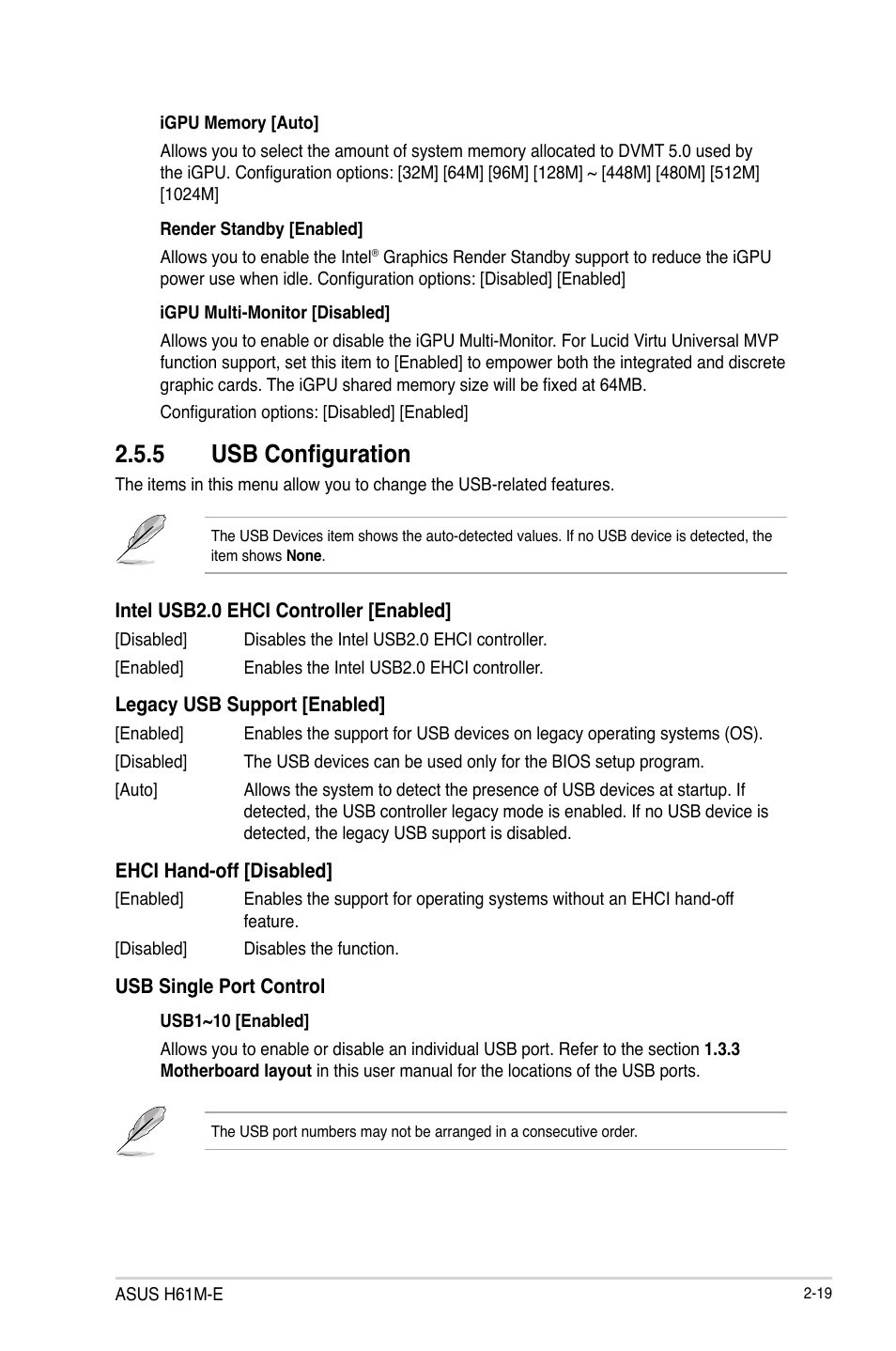 5 usb configuration | Asus H61M-E User Manual | Page 53 / 72