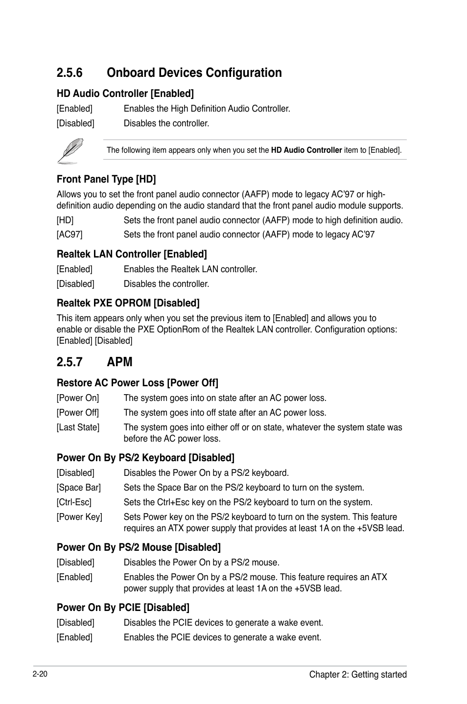 6 onboard devices configuration, 7 apm | Asus H61M-E User Manual | Page 54 / 72