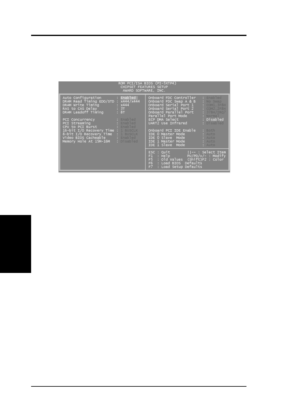 Iv. bios software, Chipset features setup | Asus P/I-P55TP4N User Manual | Page 40 / 64