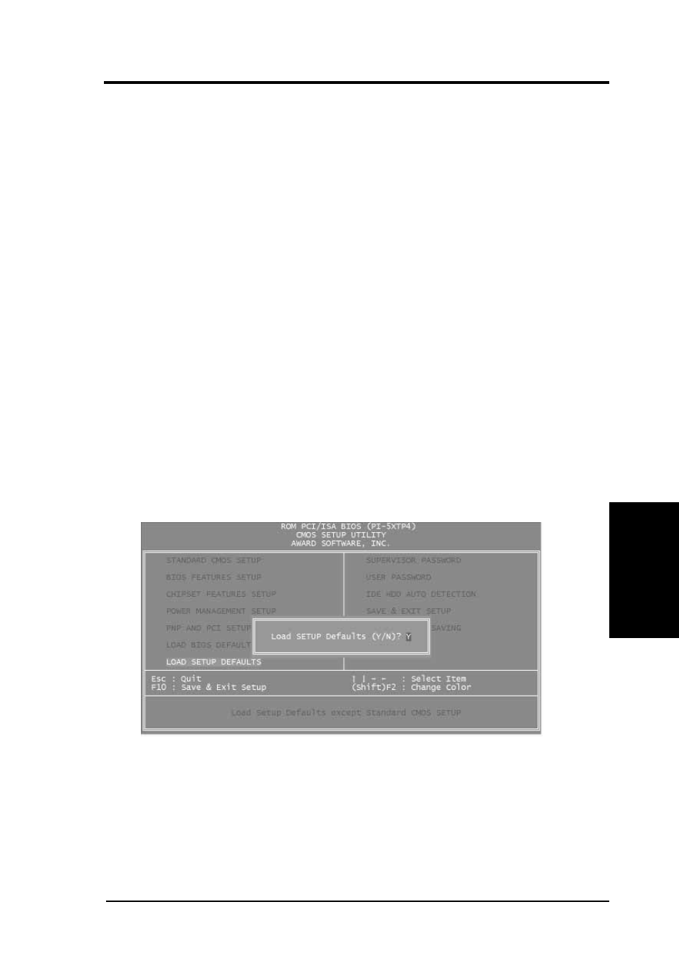 Iv. bios software, Load bios defaults, Load setup defaults | Asus P/I-P55TP4N User Manual | Page 47 / 64