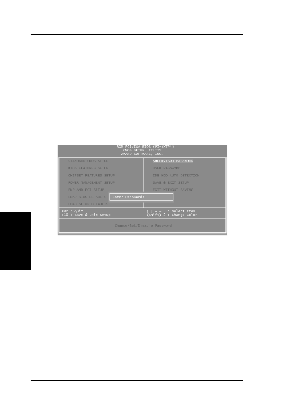 Iv. bios software, Supervisor password and user password | Asus P/I-P55TP4N User Manual | Page 48 / 64