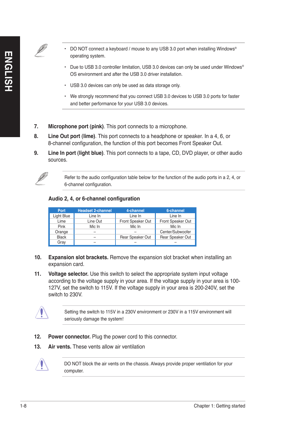 English | Asus BP6260 User Manual | Page 16 / 64