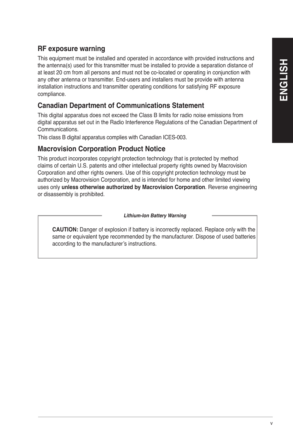 English | Asus BP6260 User Manual | Page 5 / 64