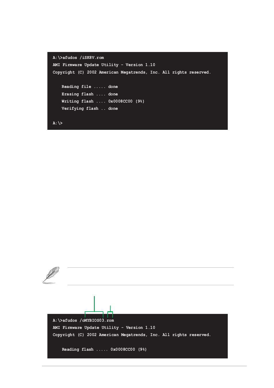 3 using afudos to copy bios from pc | Asus SK8V User Manual | Page 69 / 144