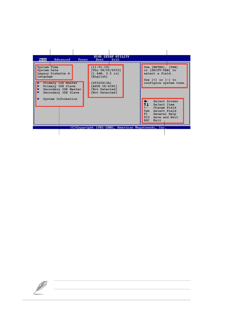 2 menu bar, 1 bios menu screen, 3 navigation keys | Asus SK8V User Manual | Page 76 / 144