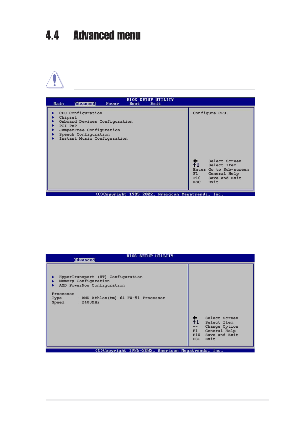 4 advanced menu, 1 cpu configuration | Asus SK8V User Manual | Page 81 / 144