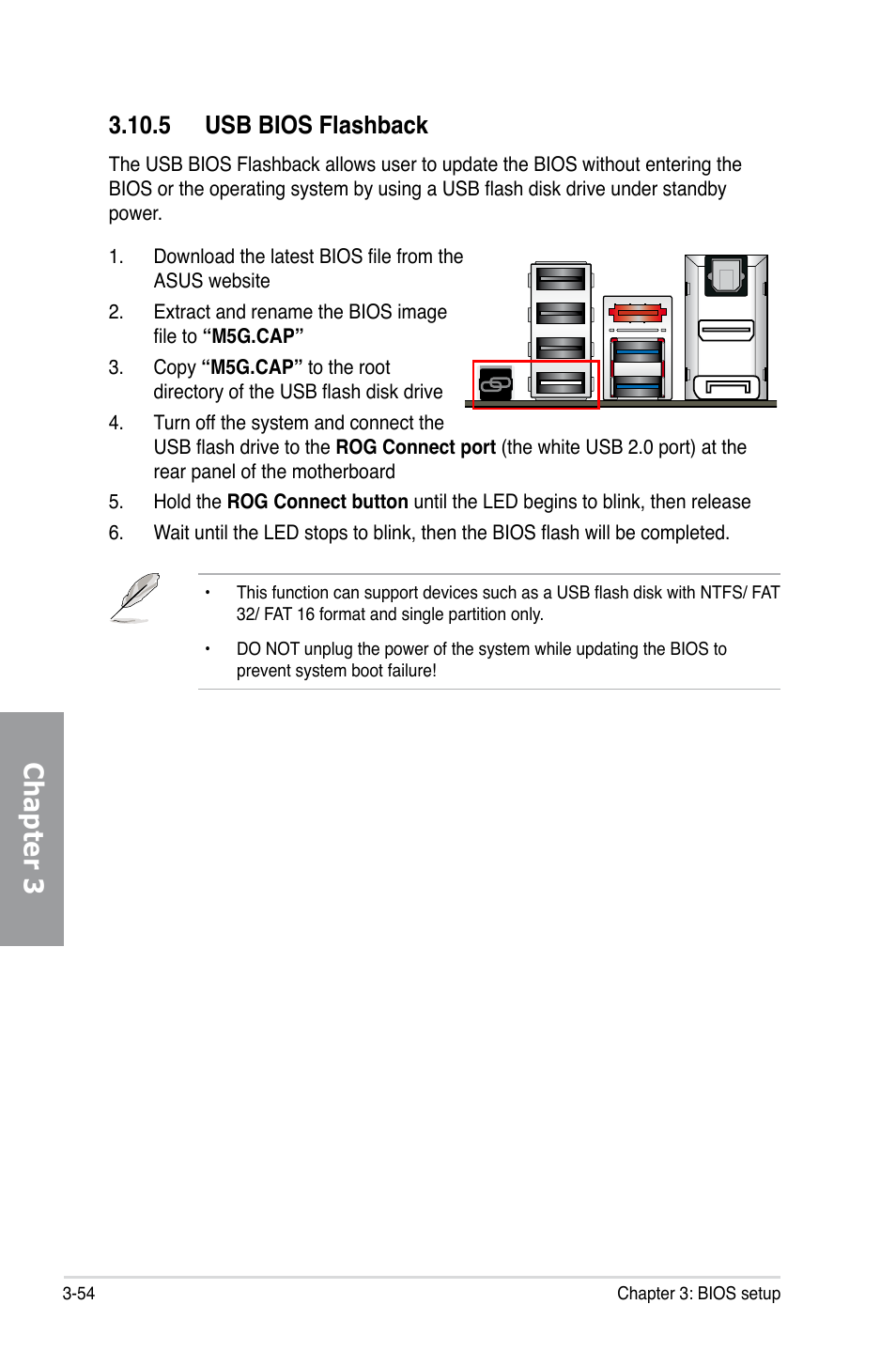 5 usb bios flashback, 5 usb bios flashback -54, Chapter 3 | Asus MAXIMUS V GENE User Manual | Page 134 / 208