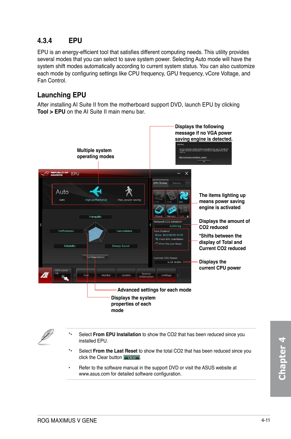 4 epu, Epu -11, Chapter 4 | Launching epu | Asus MAXIMUS V GENE User Manual | Page 145 / 208