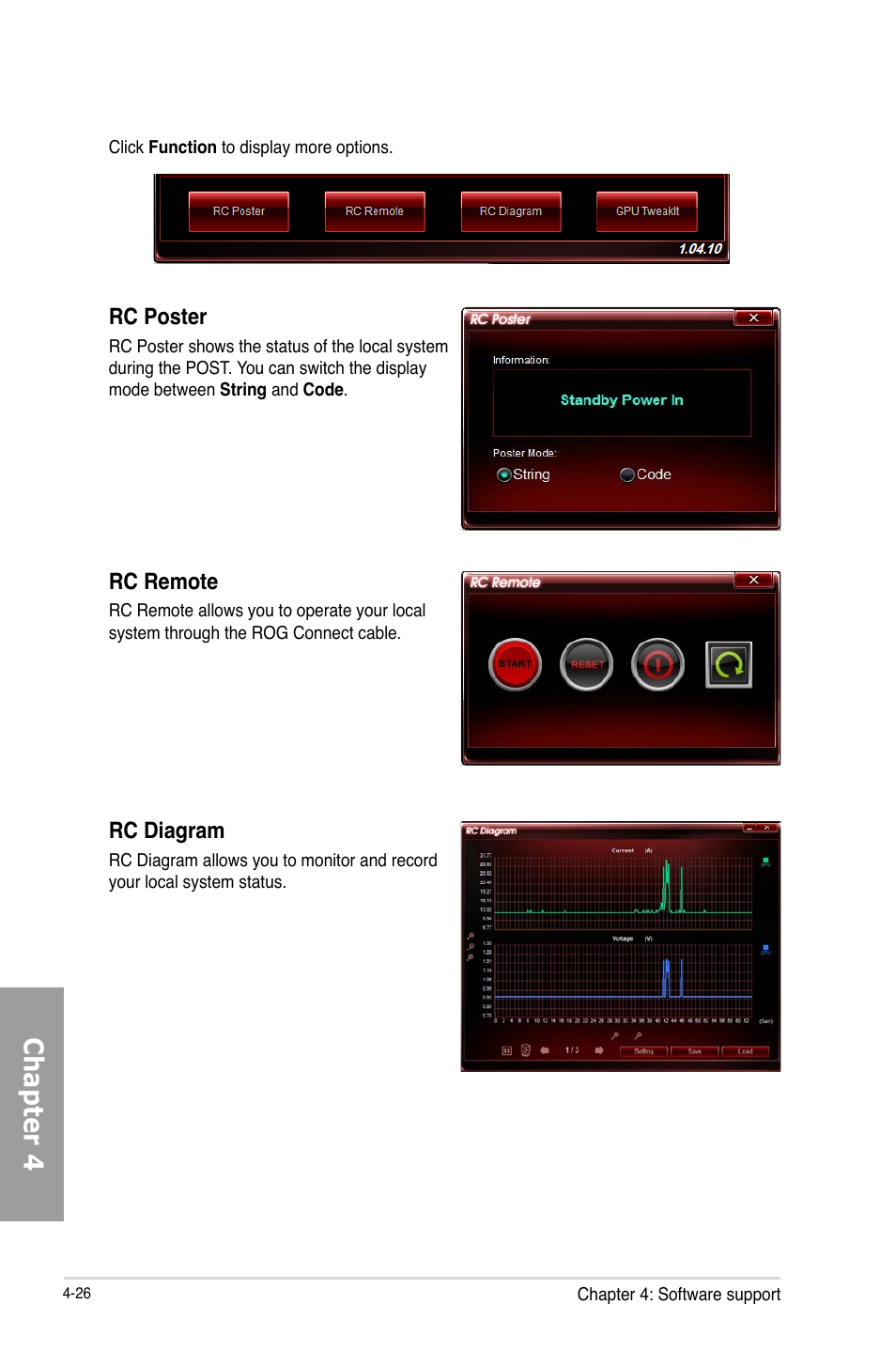 Chapter 4, Rc poster, Rc remote | Rc diagram | Asus MAXIMUS V GENE User Manual | Page 160 / 208